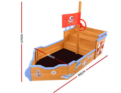 Keezi Kids Sandpit Wooden Boat Sand Pit Bench Seat Outdoor Beach Toys 165cm - Furniture Ozily