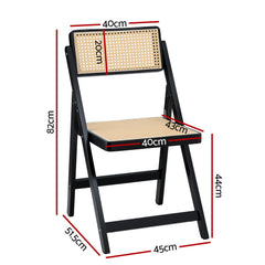 Artiss Dining Chair Wooden Rattan Foldable Black - Furniture Ozily