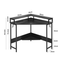 L-Shaped Desk with Built-In Charging Station, Black - ozily