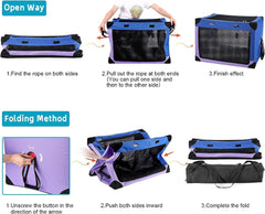 Portable Dog Crate Collapsible, Blue Purple - Furniture Ozily