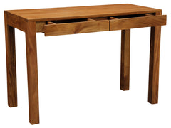 Amsterdam Solid Mahogany Timber 2 Drawer Desk (Light Pecan) - ozily