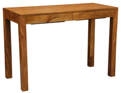 Amsterdam Solid Mahogany Timber 2 Drawer Desk (Light Pecan) - ozily