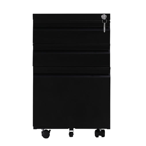 EKKIO 3 Drawer Mobile File Cabinet with Lock (Black) EK-FCD-100-XM - ozily