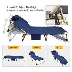 KILIROO Adjustable Portable Folding Bed with Mattress and Headrest (Blue) KR-FBM-101-KX - ozily