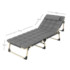 KILIROO Adjustable Portable Folding Bed with Mattress and Headrest (Grey) KR-FBM-100-KX - ozily