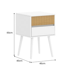 Sarantino Clio Bedside Table Night Stand - White/natural - ozily
