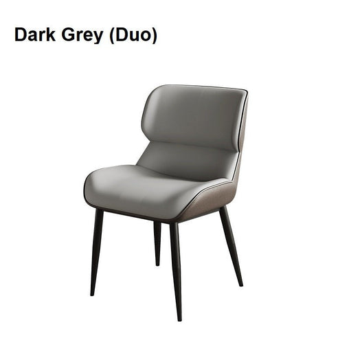 Dark Grey Italian Minimal List Dining Chairs PU Retro Chair Cafe Kitchen Modern Metal Legs x2 - ozily