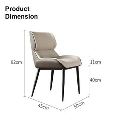 Dark Grey Italian Minimal List Dining Chairs PU Retro Chair Cafe Kitchen Modern Metal Legs x2 - ozily