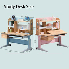 Solid Rubber Wood Height Adjustable Children Kids Ergonomic Blue Study Desk Only 120cm AU - Furniture Ozily