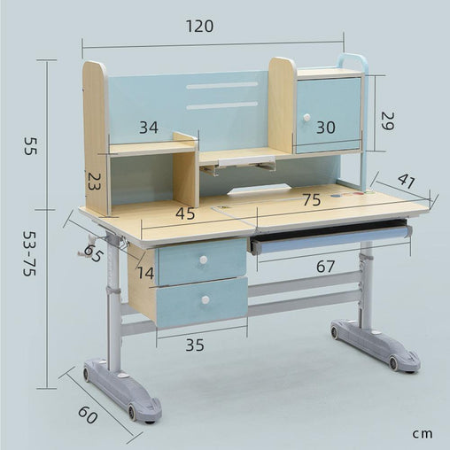Height Adjustable Children Kids Ergonomic Study Desk Only 120cm Blue AU - Furniture Ozily