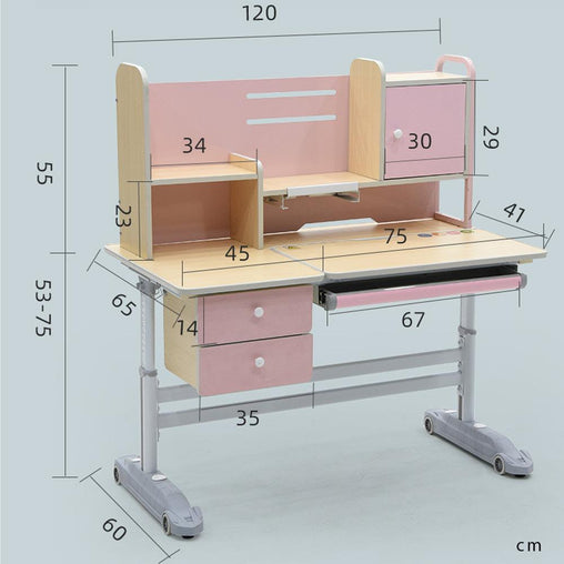 Height Adjustable Children Kids Ergonomic Study Desk Only 120cm Pink AU - Furniture Ozily