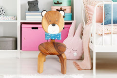 Children's furniture Set Bear Table and 2 Chairs -natural wood handmade and solid build - Furniture Ozily