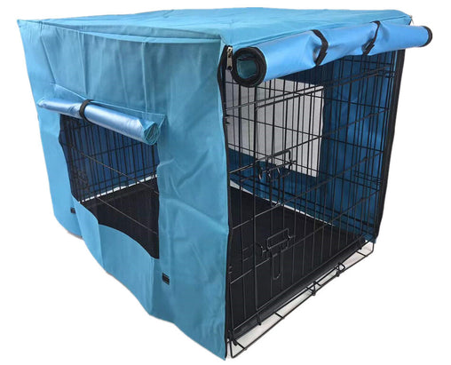 30' Portable Foldable Dog Cat Rabbit Collapsible Crate Pet Cage with Blue Cover - Furniture Ozily