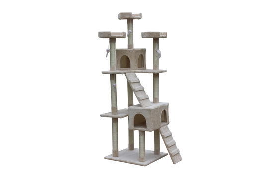 YES4PETS 180 cm Cat Kitten Scratching Post Tree W ladder-Beige - Furniture Ozily