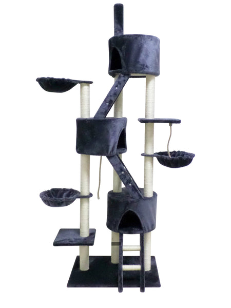 YES4PETS 244 cm XL Multi Level Cat Scratching Post Tree Scratcher Pole- Grey - Furniture Ozily