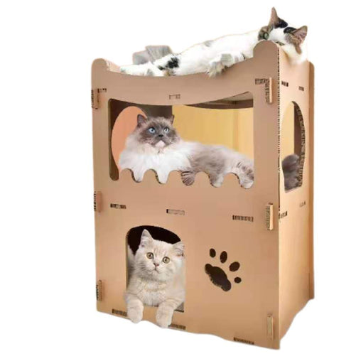 YES4PETS Cat Cardboard House Tower Condo Scratcher Pet Post Furniture Double Storey - Furniture Ozily