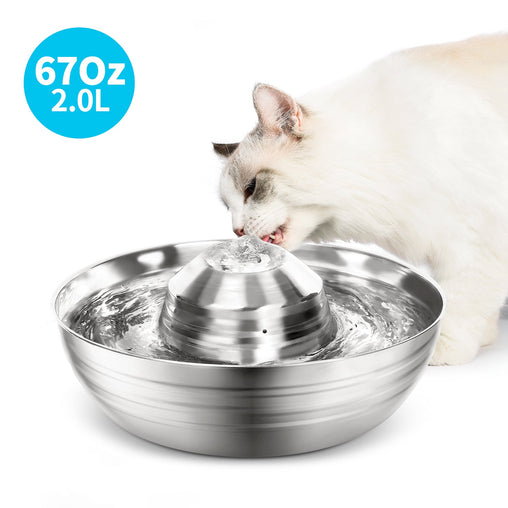 YES4PETS 2L Automatic Electric Pet Water Fountain Dog Cat Stainless Steel Feeder Bowl Dispenser - Furniture Ozily