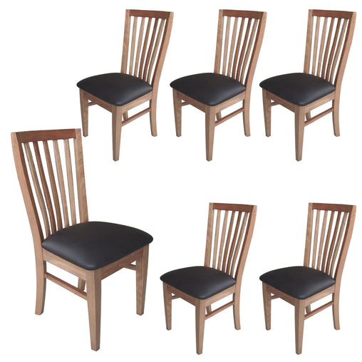 Fairmont 6pc Set Dining Chair PU Leather Seat Slat Back Solid Oak Timber Wood - ozily
