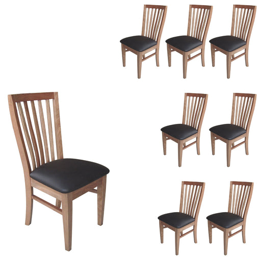 Fairmont 8pc Set Dining Chair PU Leather Seat Slat Back Solid Oak Timber Wood - ozily