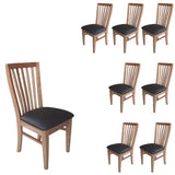 Fairmont 8pc Set Dining Chair PU Leather Seat Slat Back Solid Oak Timber Wood