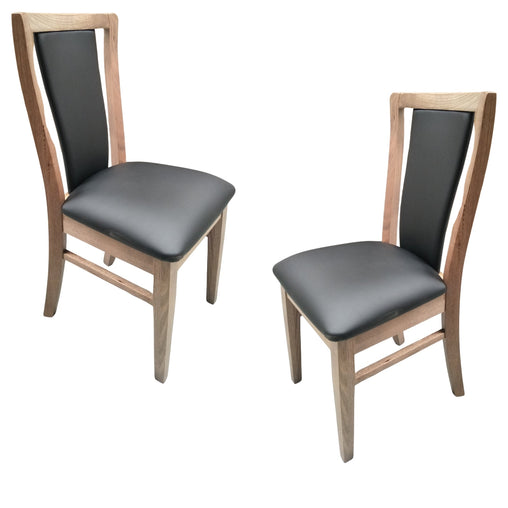 Fairmont 2pc Set Dining Chair PU Leather Seat Padded Back Solid Oak Timber Wood - ozily