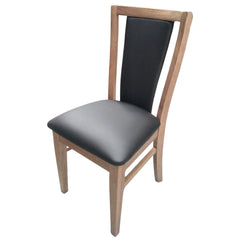 Fairmont 2pc Set Dining Chair PU Leather Seat Padded Back Solid Oak Timber Wood - ozily