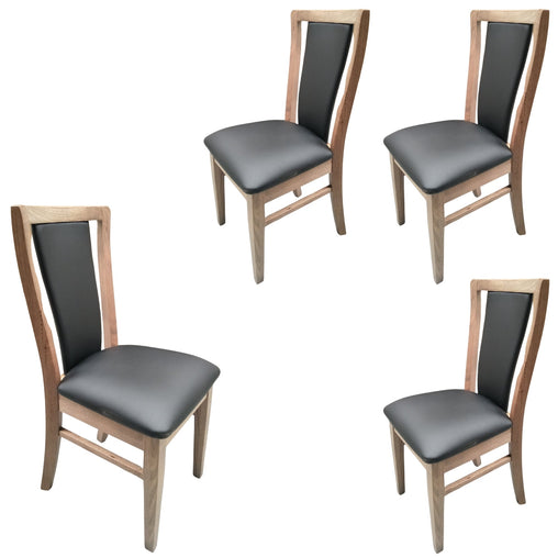 Fairmont 4pc Set Dining Chair PU Leather Seat Padded Back Solid Oak Timber Wood - ozily