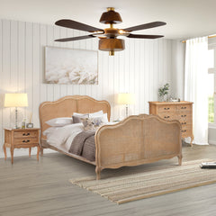 Bali 5pc King Bed Suite Bedside Dresser Bedroom Rattan Furniture Package Oak - ozily