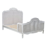 Alice King Size Bed Frame Rattan Timber Wood Mattress Base Distressed White