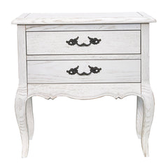 Alice Bedside Table 2 Drawers Storage Cabinet Side End Tables Distressed White - ozily