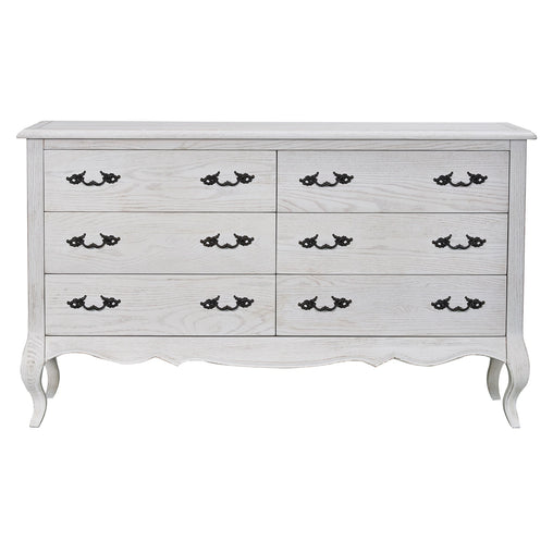 Alice Dresser 6 Chest of Drawers Storage Cabinet Distressed White - ozily