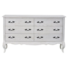 Alice Dresser 6 Chest of Drawers Storage Cabinet Distressed White - ozily
