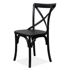 Rustica 2pc Set Dining Chair X-Back Solid Timber Wood Seat Black - ozily