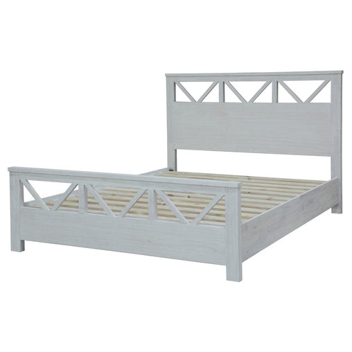 Myer King Size Bed Frame Solid Timber Wood Mattress Base White Wash - ozily