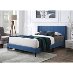 Samson King Bed Winged Headboard Fabric Upholstered - Blue - ozily