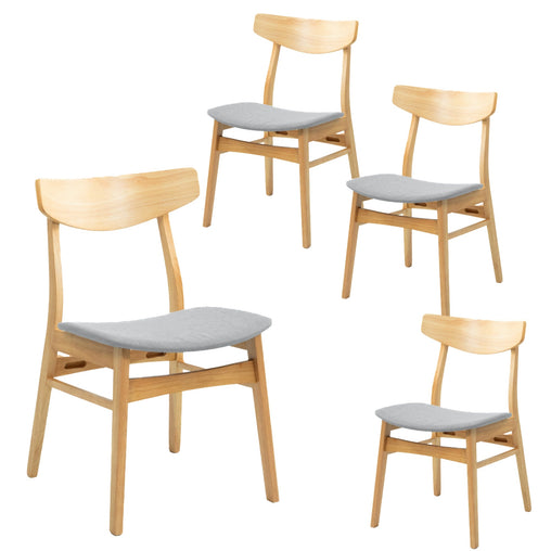 Cusco 4pc Set Dining Chair Fabric Seat Scandinavian Style Solid Rubberwood - ozily
