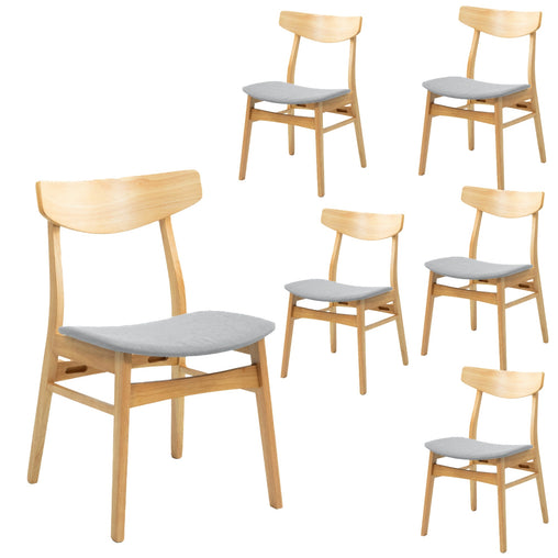 Cusco 6pc Set Dining Chair Fabric Seat Scandinavian Style Solid Rubberwood - ozily