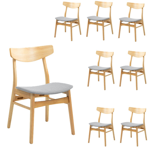 Cusco 8pc Set Dining Chair Fabric Seat Scandinavian Style Solid Rubberwood - ozily