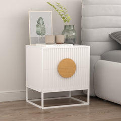 Belmonte Fluted Bedside Table in White - ozily