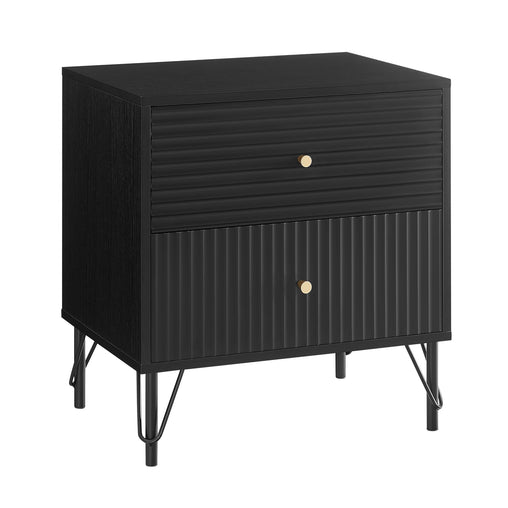Lisa Wavy Fluted Bedside Table in Black - ozily