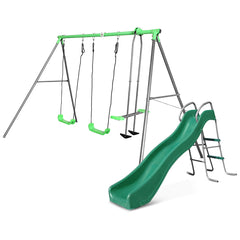 Lifespan Kids Hurley 2 Metal Swing Set with Slide - Furniture Ozily