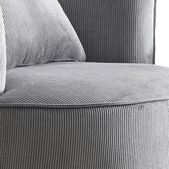 Miami Arm Chair Grey Fabric Upholstery Stripe Design Wooden Structure Rotating Metal Chassis - ozily