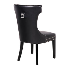 Century 2X Dining Chair Black Pu Wooden Legs - ozily