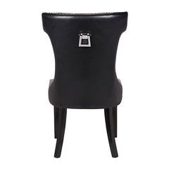 Century 2X Dining Chair Black Pu Wooden Legs - ozily
