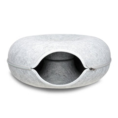 Medium Cat Tunnel Bed Light Grey Felt Pet Puppy Nest Cave House Interactive Toy - Furniture Ozily