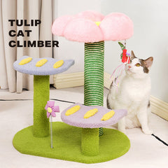Tulip Cat Tree Tower Scratching Post Scratcher Kitten Play Condo House - Furniture Ozily