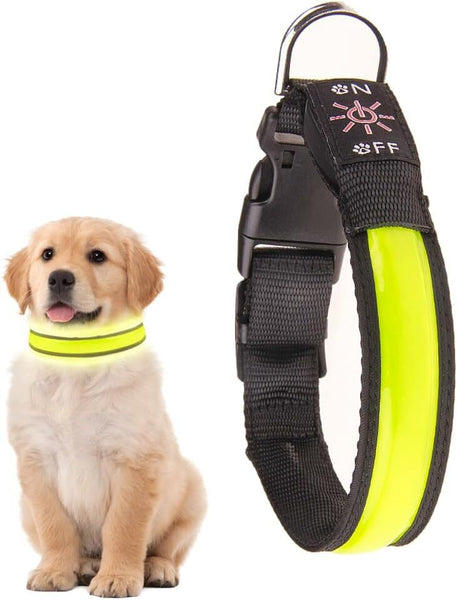 LED Dog Cat Collar USB Rechargeable Nylon Glow Flashing Light Up Safety Puppy - Furniture Ozily