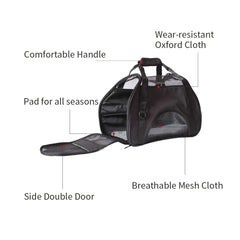 Ondoing Black Portable Pet Carrier Tote Travel Bag Kennel Soft Dog Crate Cage Outdoor - Furniture Ozily