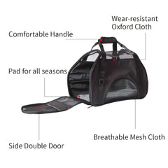 Ondoing Black Portable Pet Carrier Tote Travel Bag Kennel Soft Dog Crate Cage Outdoor - Furniture Ozily