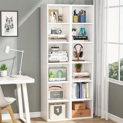 NNETMLT 6-Tier Cube Display Shelves for Home Office - 70.9 Inch Tall Narrow Bookcase - Furniture Ozily